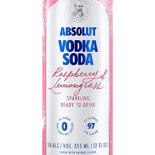 Absolut Vodka Soda Raspberry & Lemongrass Sparkling Cocktail 4-Pack - Image 2